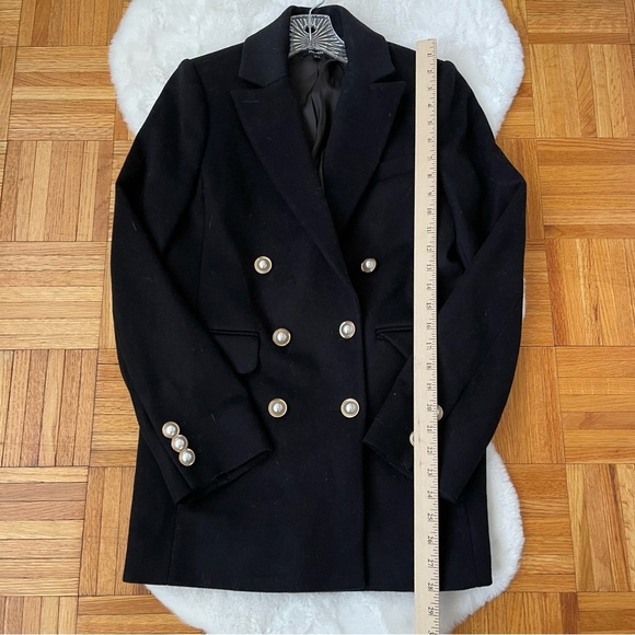 ME+EM black wool Preppy blazer Officecore with faux pearl buttons - Picture 6 of 12